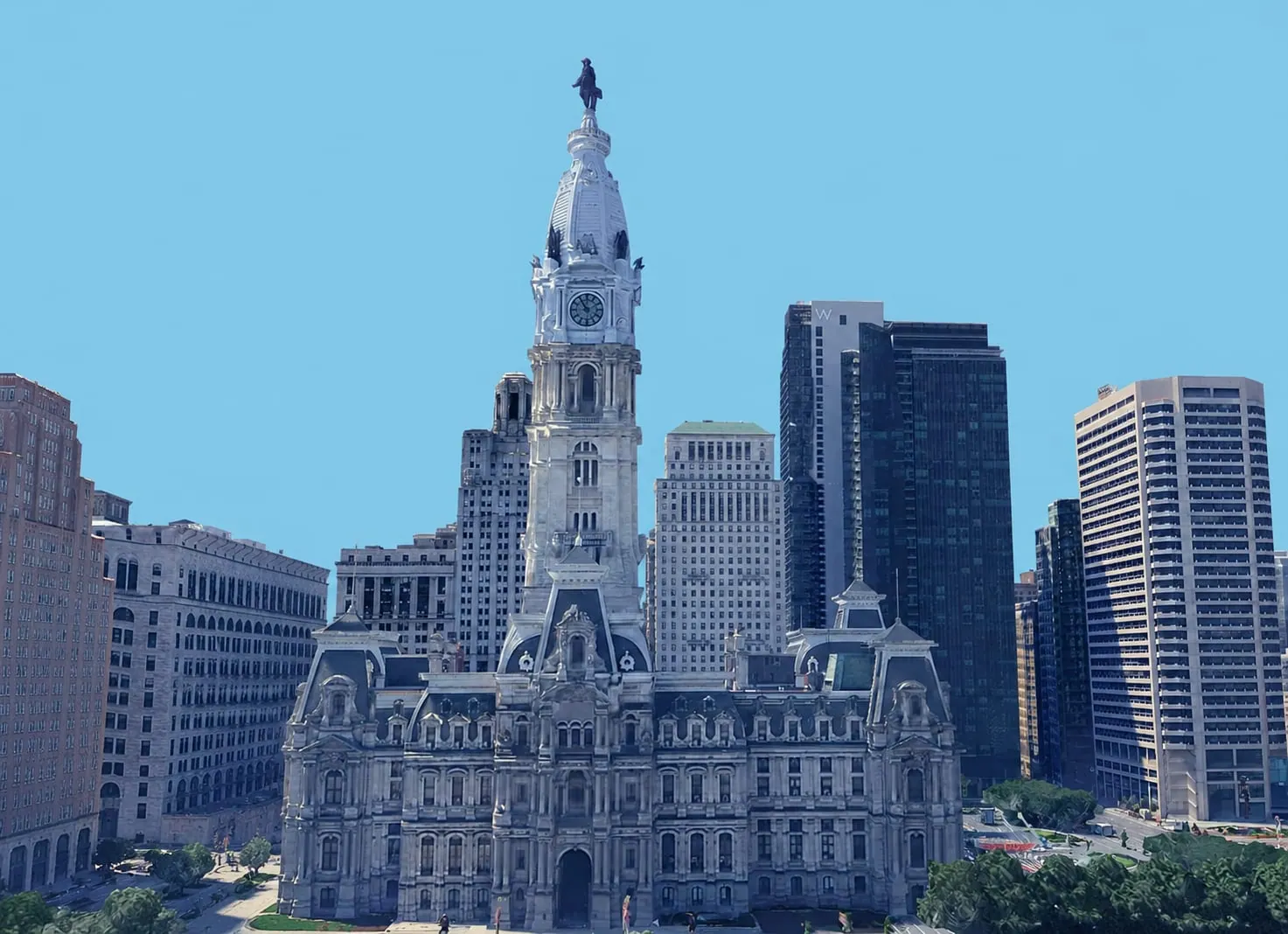 Photorealistic 3D Tiles view of Philadelphia City Hall