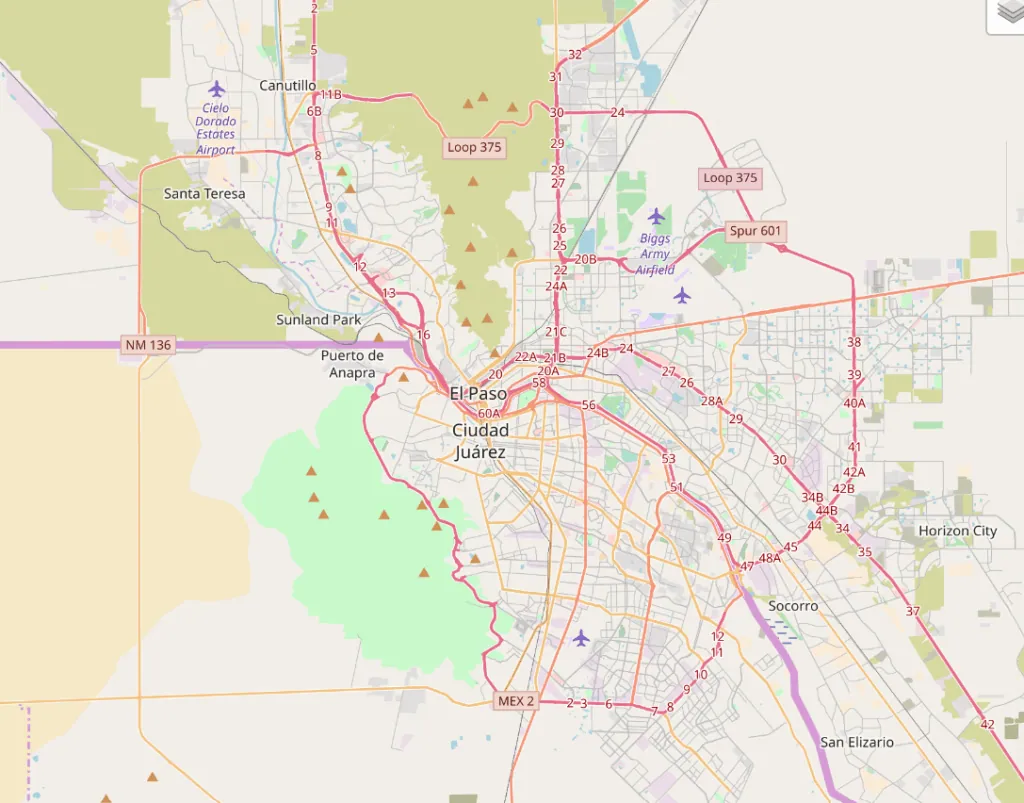 High-resolution basemap imagery over El Paso